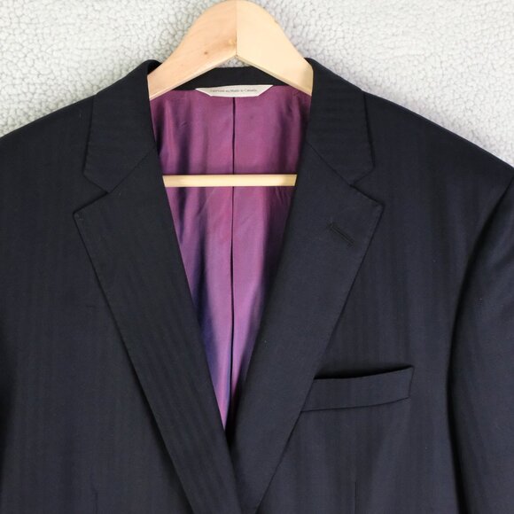 Samuelsohn Blazer Mens 42R Black Striped Two Button Double Vented Super 120s - Picture 2 of 16